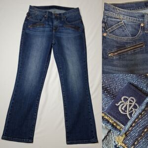 NEW 6 Rock & Republic RNR Zip medium wash straight jeans 27 28